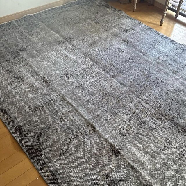 超大判182×293 貴重グレイオーバーダイ メダリオン トルコヴィンテージ