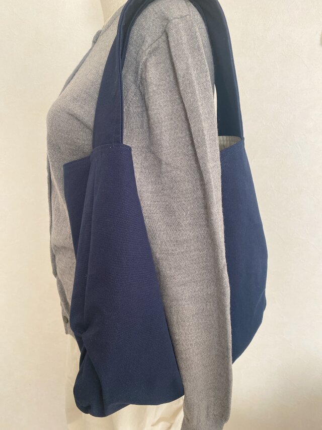 ワンカラー　帆布トートバック　ネイビー ワンハンドルトートバッグ/11号帆布/ネイビー | iichi 日々の暮らしを
