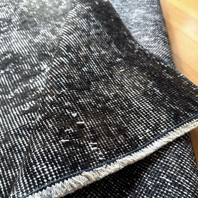 111-113×208 ブラックオーバーダイ こげ茶 トルコヴィンテージラグ