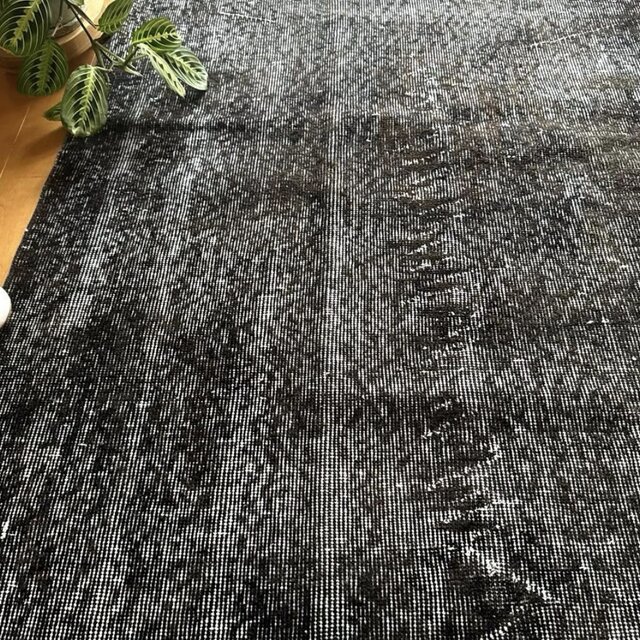 111-113×208 ブラックオーバーダイ こげ茶 トルコヴィンテージラグ