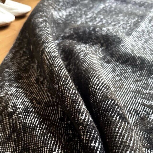 111-113×208 ブラックオーバーダイ こげ茶 トルコヴィンテージラグ