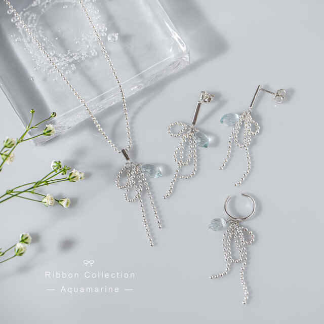 Silver925 アクアマリンのRibbonイヤーカフ［1089C］ | iichi 日々の 