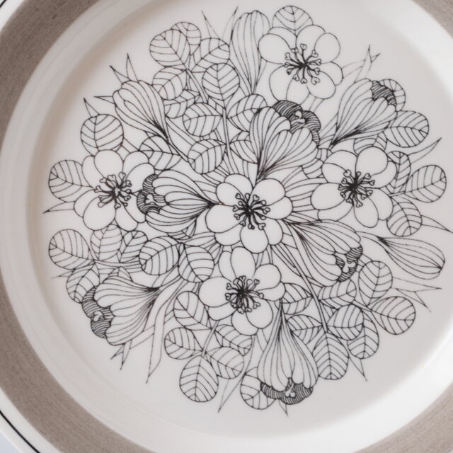 ARABIA Krokus plate アラビア クロッカス 20cmプレート グレーリム①