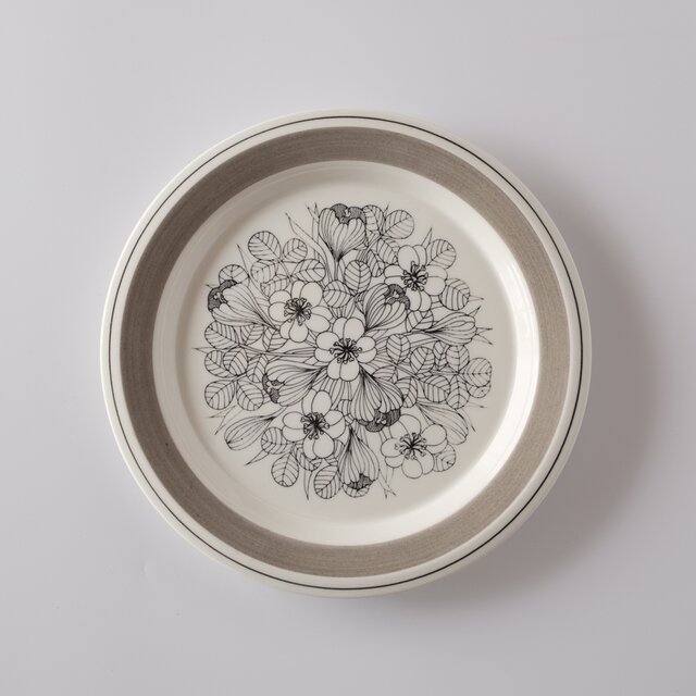 アラビア クロッカス グレーリム スープ皿2点セット ARABIA Krokus plate アラビア クロッカス 20cmプレート グレーリム②