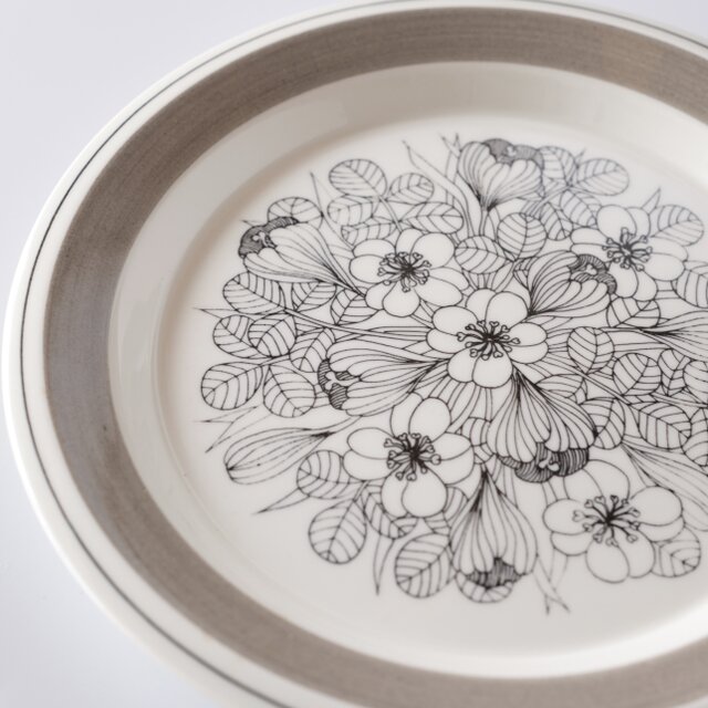 ARABIA Krokus plate アラビア クロッカス 20cmプレート グレーリム②
