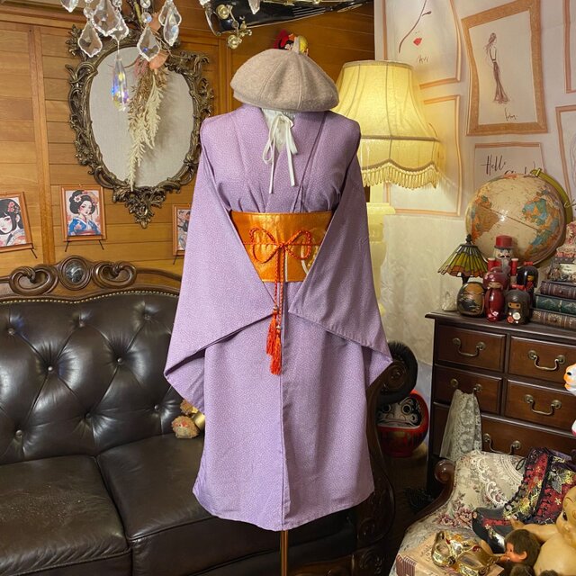 単衣着物リメイク ミニミディ ワンピース／ドレス／洗える 名古屋帯