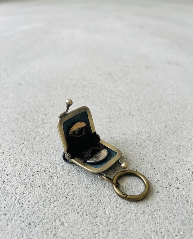 姫路レザーminiminiコインケース◇黒 革財布 キーホルダー 小物入れ