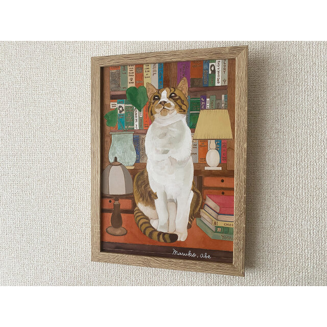 原画「書斎の猫2」猫イラスト | iichi 日々の暮らしを心地よくする