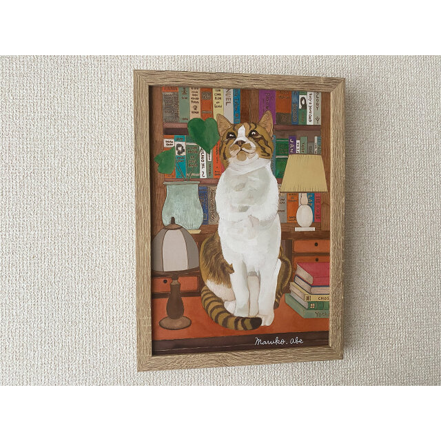 原画「書斎の猫2」猫イラスト | iichi 日々の暮らしを心地よくする