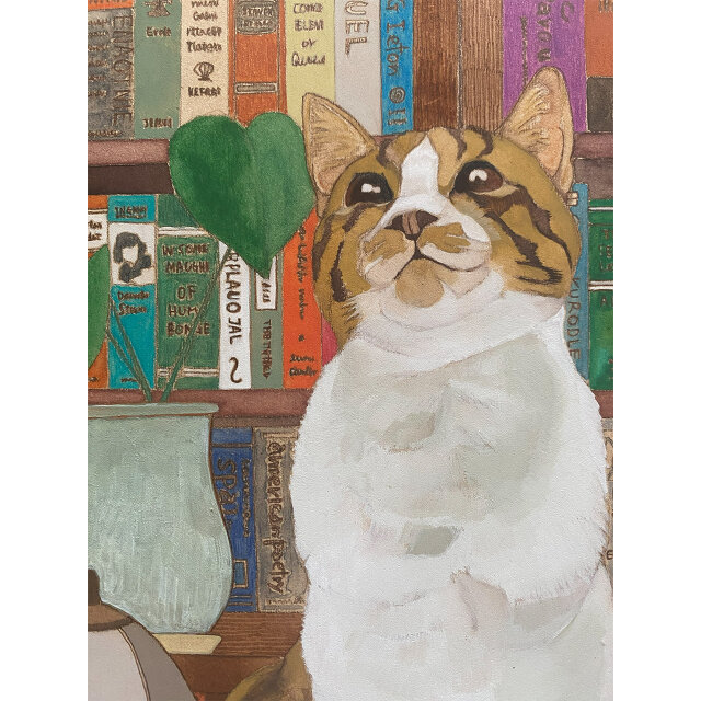 原画「書斎の猫2」猫イラスト | iichi 日々の暮らしを心地よくする