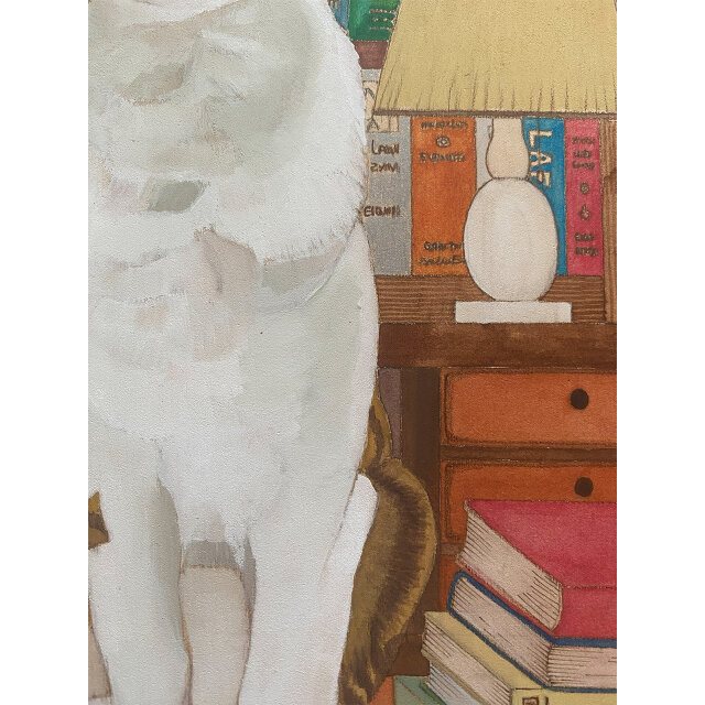 原画「書斎の猫2」猫イラスト | iichi 日々の暮らしを心地よくする