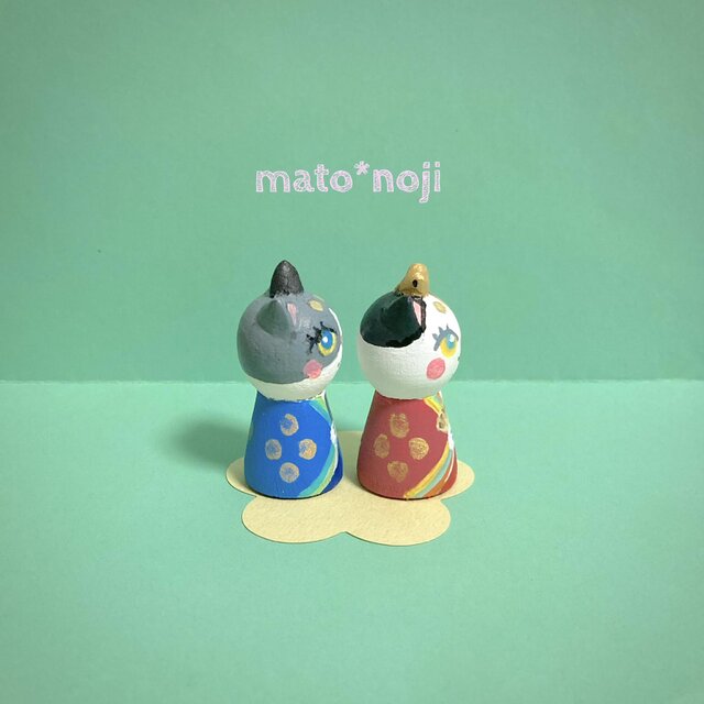 お雛様 ねこ雛様ハチワレさん&三毛猫さん(細身猫タイプ)の | iichi