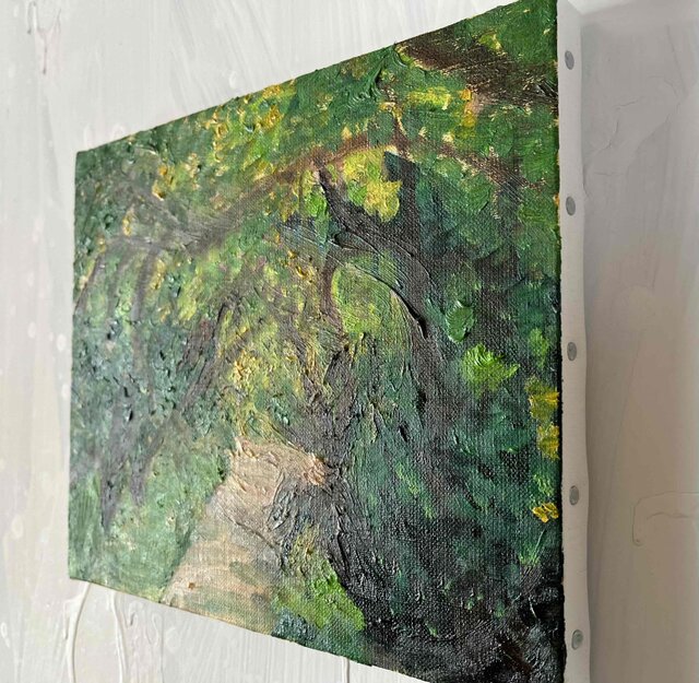 油彩画　原画「近所の風景　その2」アート　絵画 22×27㎝ F3　キャンバス 油彩画 原画「近所の風景 堤防 20262」アート 絵画 22×27㎝ F3