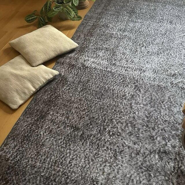 104×207 グレイ×ブラウン オーバーダイ トルコヴィンテージラグ