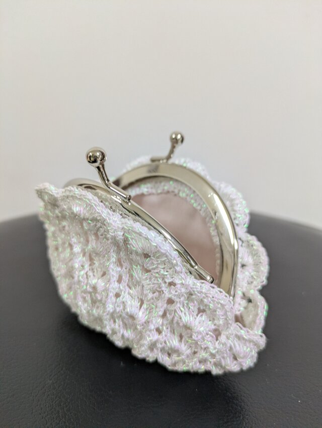 55*ハンドメイド☆ビーズがま口☆コインケース☆シェル☆オーロラ 