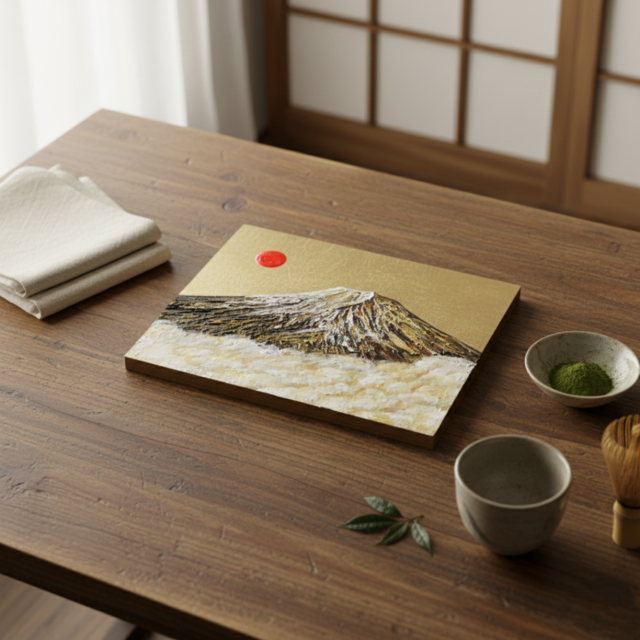 油絵「黄金の輝きが放つ生命力」絵画 油彩画 木製パネル 壁掛け