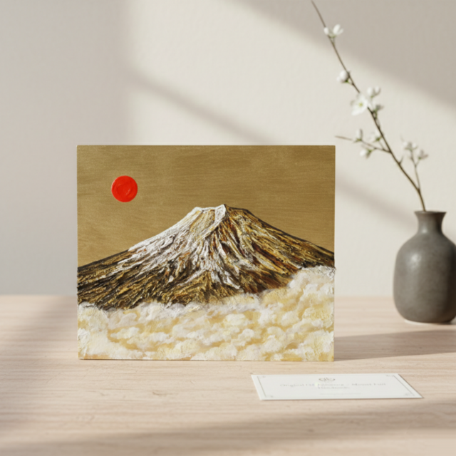 油絵「黄金の輝きが放つ生命力」絵画 油彩画 木製パネル 壁掛け