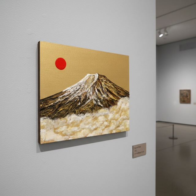 油絵「黄金の輝きが放つ生命力」絵画 油彩画 木製パネル 壁掛け