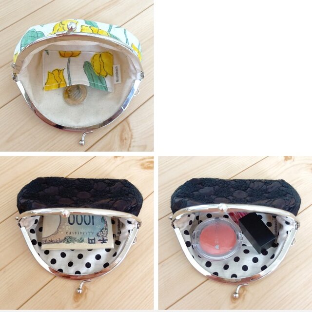 がま口ポーチ・財布 12cm口金 チューリップ 白 650 | iichi 日々の