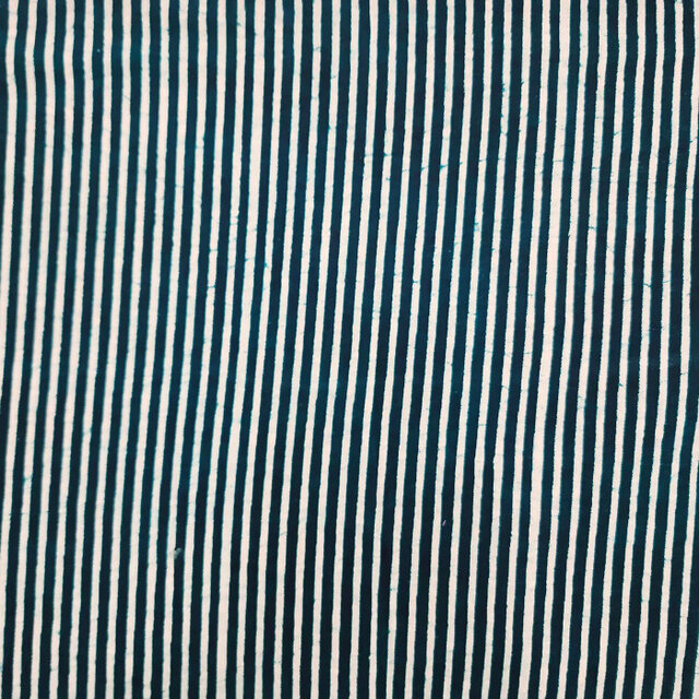 インド ブロックプリント生地[50cm単位] インディゴ ブルーストライプ