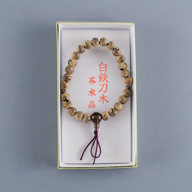 8mm 白鉄刀木 茶水晶 腕輪 ブレスレット 数珠 天然石 京都 UDA20