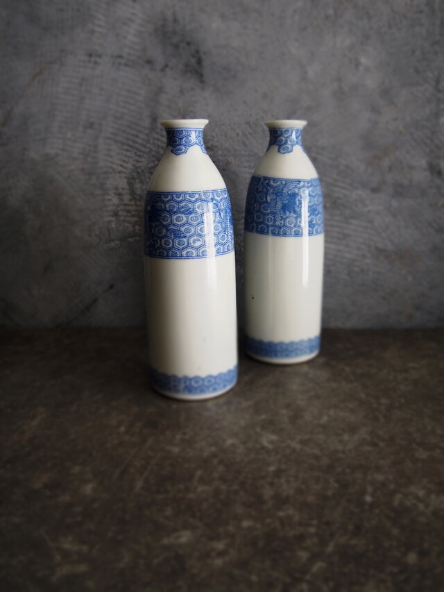 中国古玩　染付徳利17cm12cm 染付印判徳利1本 すっきり背高 花生け | iichi 日々の暮らしを
