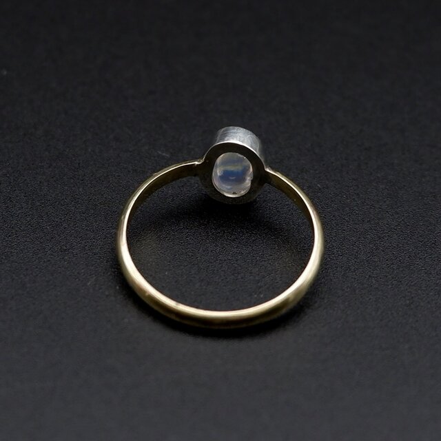 レインボームーンストーンのリング 11.5号 ～真鍮と銀の指輪～ 天然石
