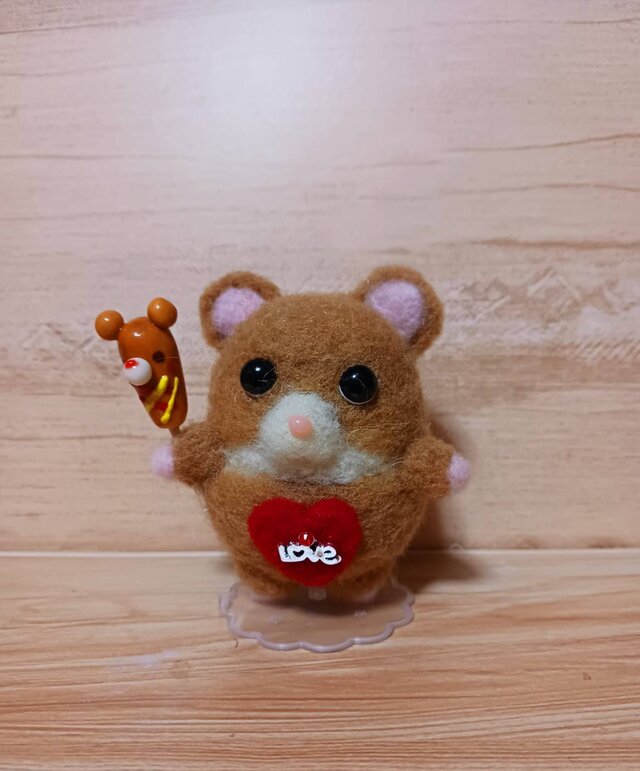 羊毛フェルト ハムスター＆ハチ猫ちゃんセット トム＆ジェリーじゃない