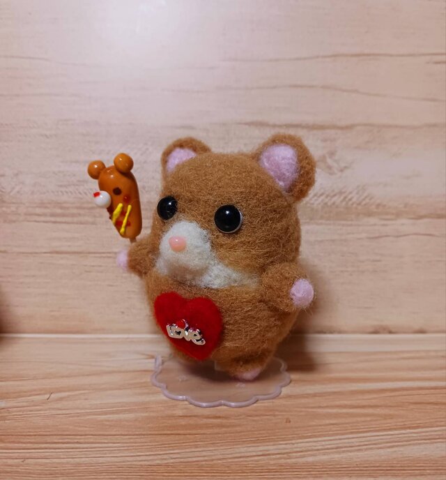 羊毛フェルト ハムスター＆ハチ猫ちゃんセット トム＆ジェリーじゃない