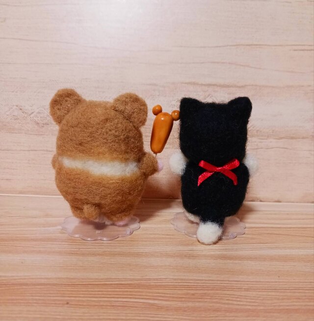 羊毛フェルト ハムスター＆ハチ猫ちゃんセット トム＆ジェリーじゃない