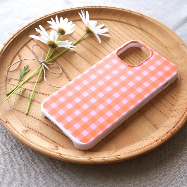 tokimeki gingham check（ orange & pink ）」＜ホワイトケース