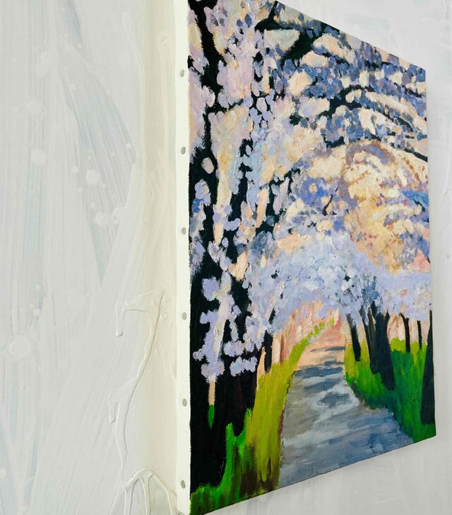 油彩画 「朝の桜　20262」｜アート 絵画 原画 32×41cm F6 油彩画 「朝の桜 20262」｜アート 絵画 原画 32×41cm F6 キャンバス