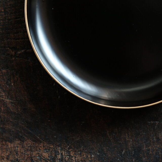 黒で素敵◇時代物 漆芸黒塗金縁中皿 骨董・antiques 古道具 古民家 古