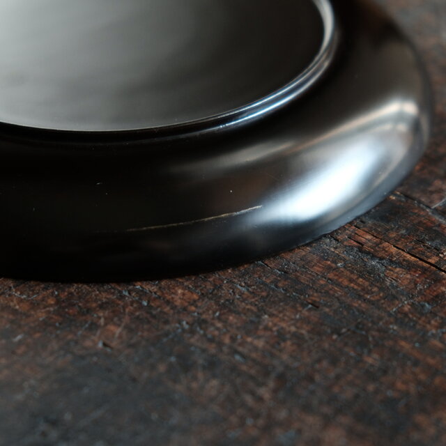 黒で素敵◇時代物 漆芸黒塗金縁中皿 骨董・antiques 古道具 古民家 古