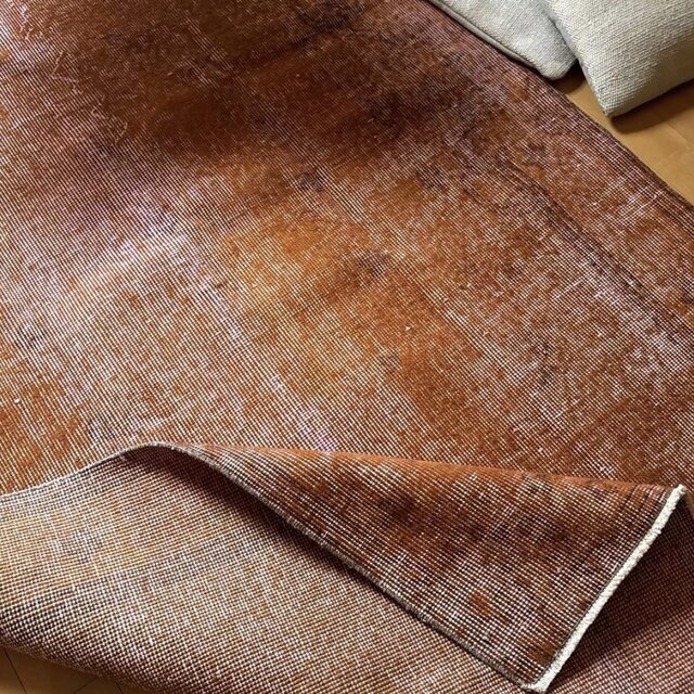 115×212 オレンジピンクブラウン オーバーダイ トルコヴィンテージラグ