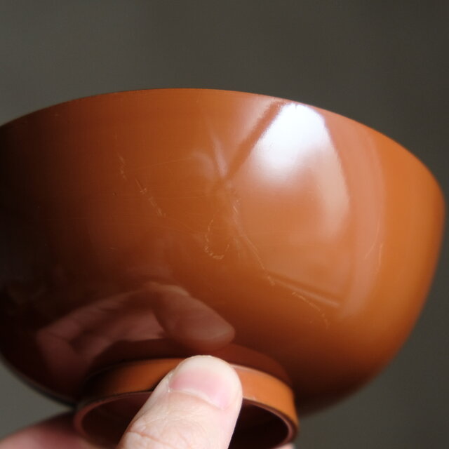 花と蝶々◇ブラウンで素敵。古輪島塗 花蝶文漆芸沈金蓋付椀 漆器 骨董