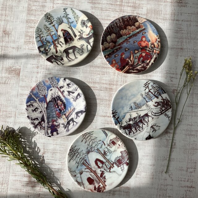 夏の夜の魚焼き＊北欧＊絵本のような壁飾り／ARABIA／ウォールプレート