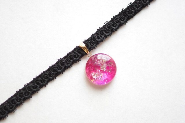 受注製作】レジンアート ラウンドモチーフとタティングレースと