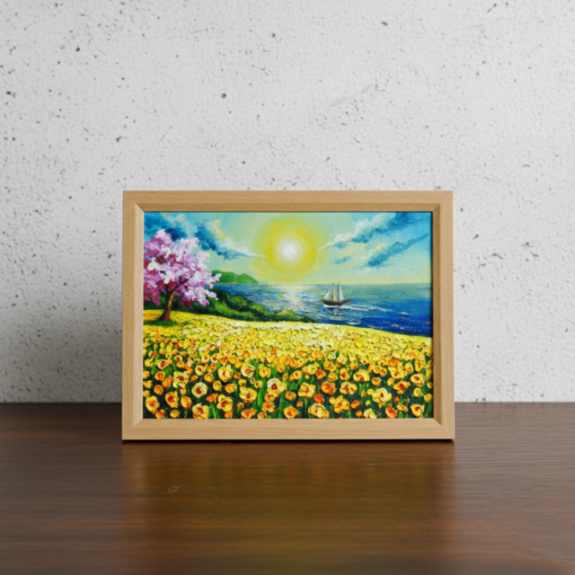 油絵【春の息吹と海の輝き】海 風景画 絵画 原画 | iichi 日々の暮らし