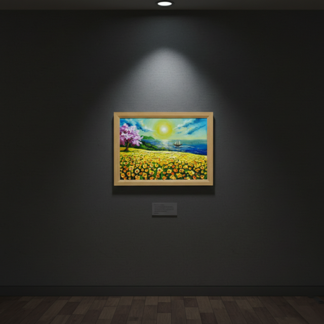 油絵【春の息吹と海の輝き】海 風景画 絵画 原画 | iichi 日々の暮らし