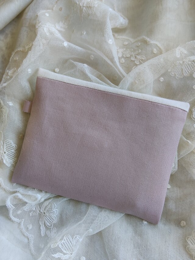 手刺繍　花の雲 ・ くすみピンクのリネンポーチ 野の花*手刺繍*ミニポーチ*くすみピンク | iichi 日々の暮らしを