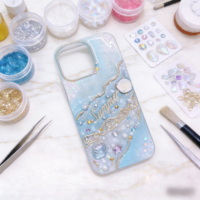 ハンドメイド スマホケース レジン 立体デコ アンティーク調