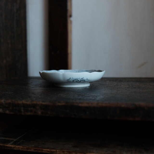 黒染付で素敵◇瀬戸焼 楼閣山水黒染付印判小皿 骨董・antiques 古民家