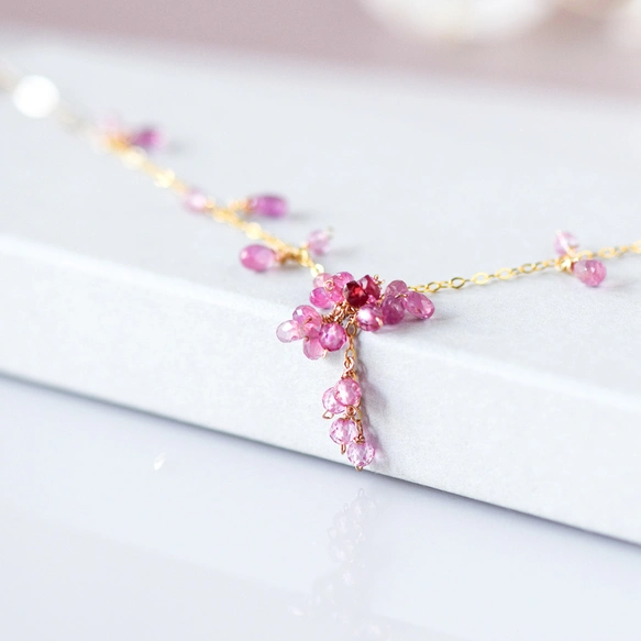 桜 ― Pink Sapphire & Pink Topaz ブレスレット14kgf | iichi 日々の