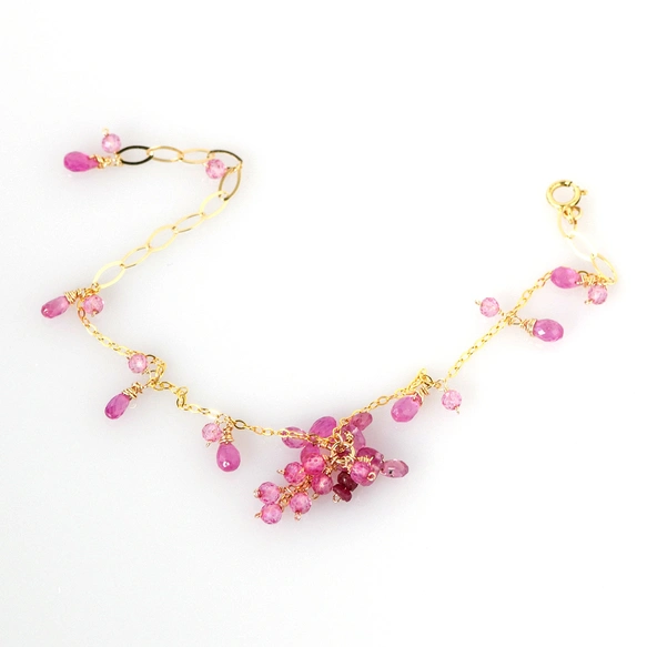 桜 ― Pink Sapphire & Pink Topaz ブレスレット14kgf | iichi 日々の