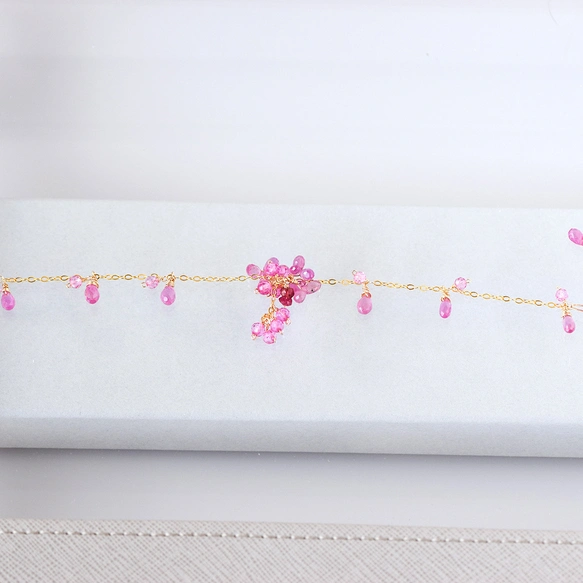 桜 ― Pink Sapphire & Pink Topaz ブレスレット14kgf | iichi 日々の