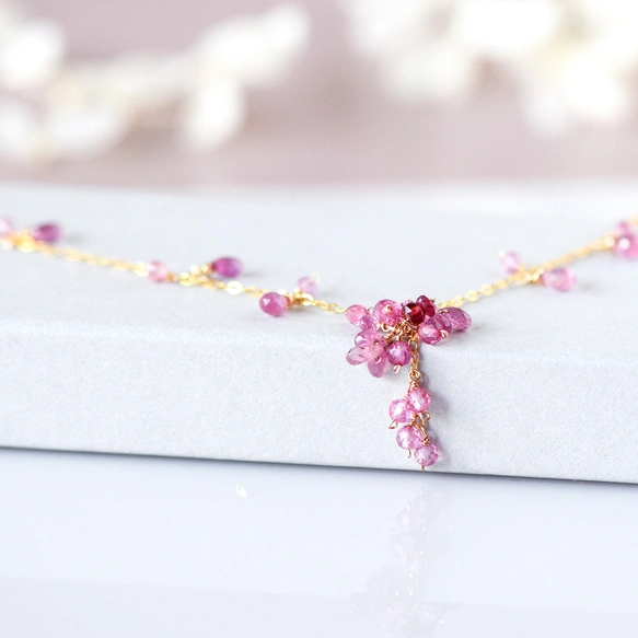 桜 ― Pink Sapphire & Pink Topaz ブレスレット14kgf | iichi 日々の