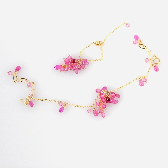 桜 ― Pink Sapphire & Pink Topaz ブレスレット14kgf | iichi 日々の