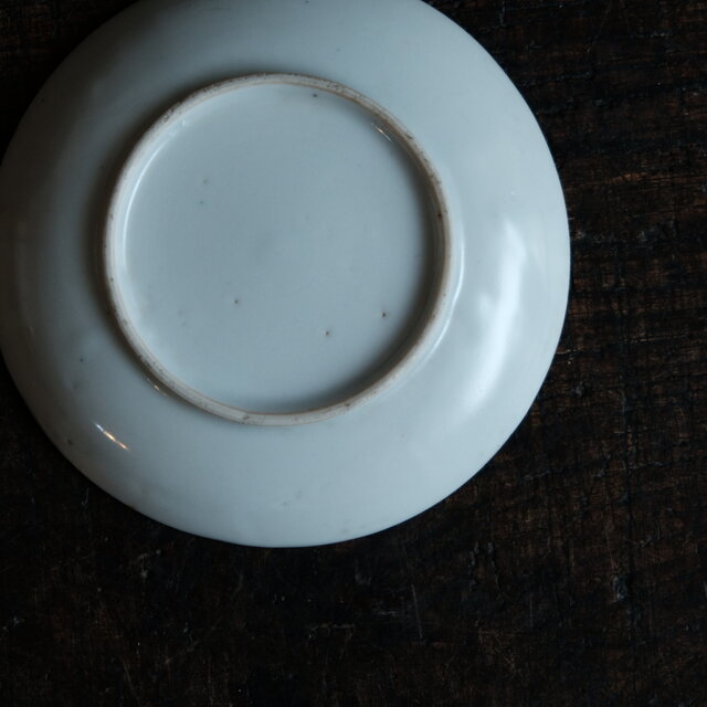 希少な色味◇中国美術なデザイン。時代印判小皿 骨董/antiques 馬 人