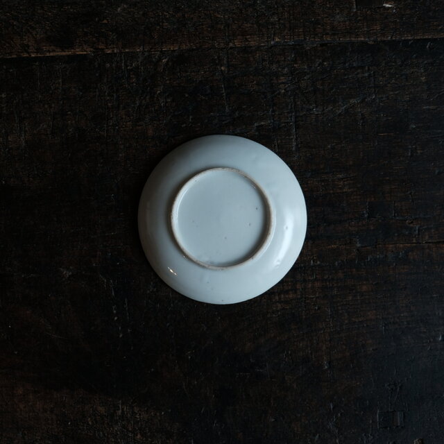 希少な色味◇中国美術なデザイン。時代印判小皿 骨董/antiques 馬 人